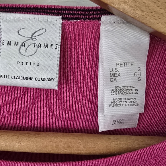 Emma James Pink Attached Cardigan Bow Tie Sweater Top Women's Petite Small - Picture 7 of 8